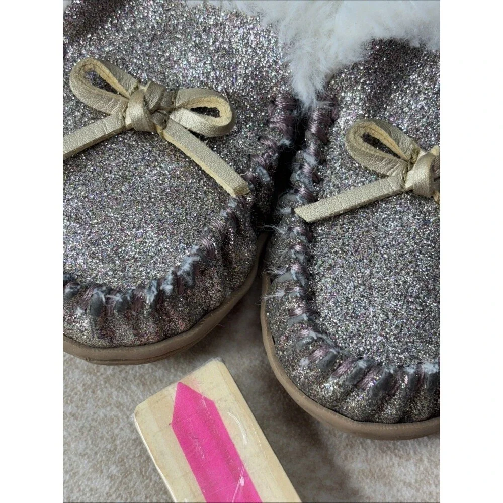 J.Crew Kids Lodge Moccasin in Rainbow Glitter Sz K11